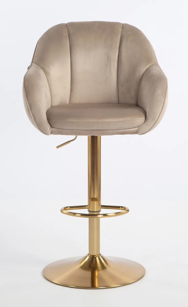 HR2055W Scaun Latte din Catifea cu Bază Aurie
