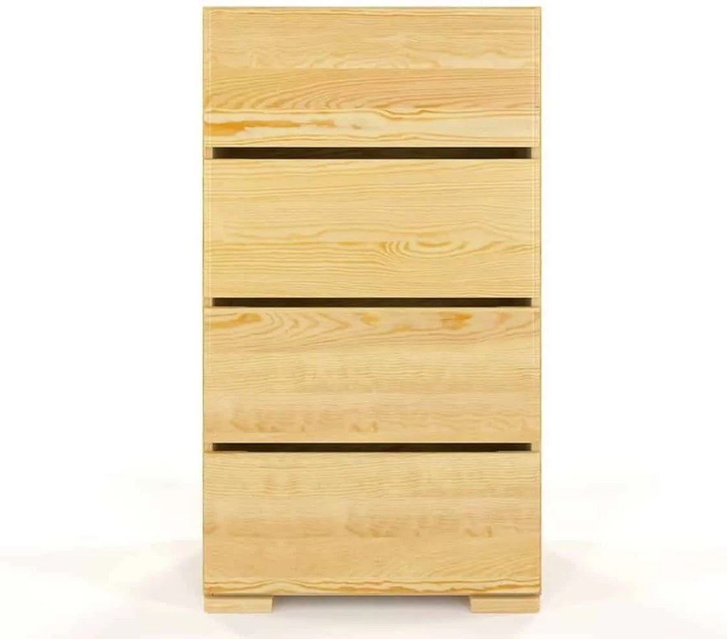Comodă lemn masiv TerraCraft Pin 4 Sertare, 60 × 45 × 108 cm - Natural