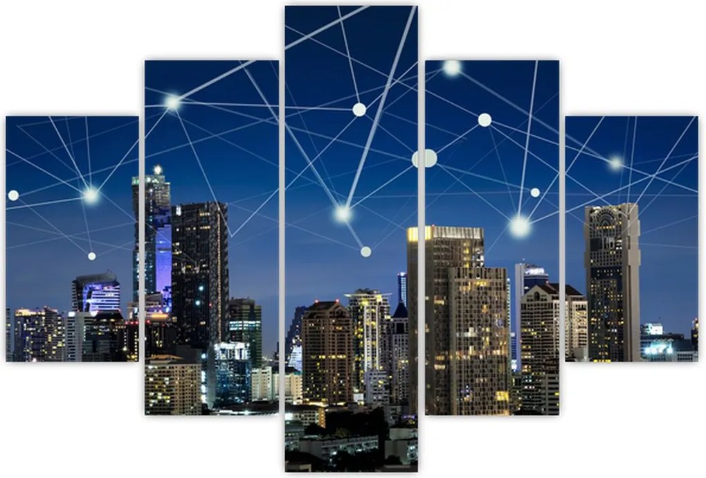 Tablou - Municipiul nocturn (150x105 cm)