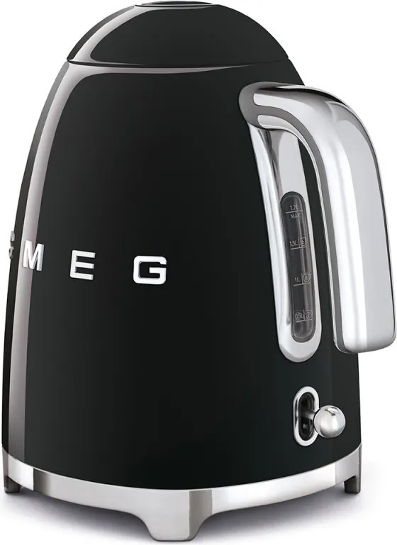 Cana electrica SMEG KLF03BLEU, 2400 W, 1,7 l, Baza rotativa la 360°, Finisaj lucios, Negru