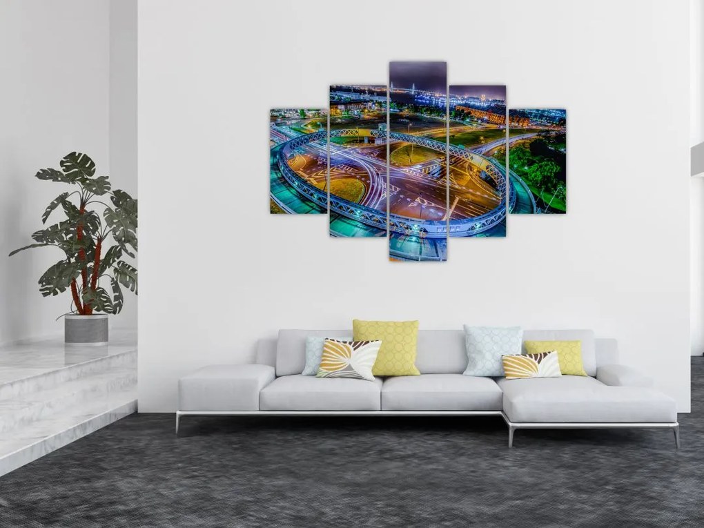 Tablou panorama orașului nocturn (150x105 cm)