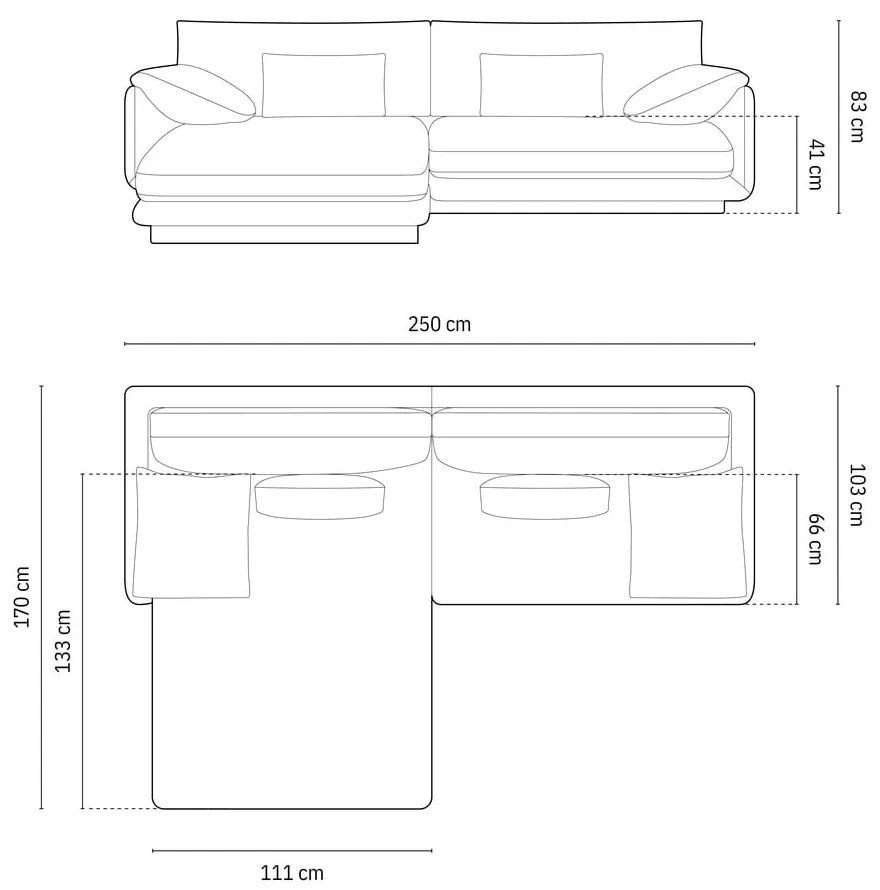 Colțar maro cu tapițerie din catifea (cu colț pe partea stângă /cu șezlong) Torino – Micadoni