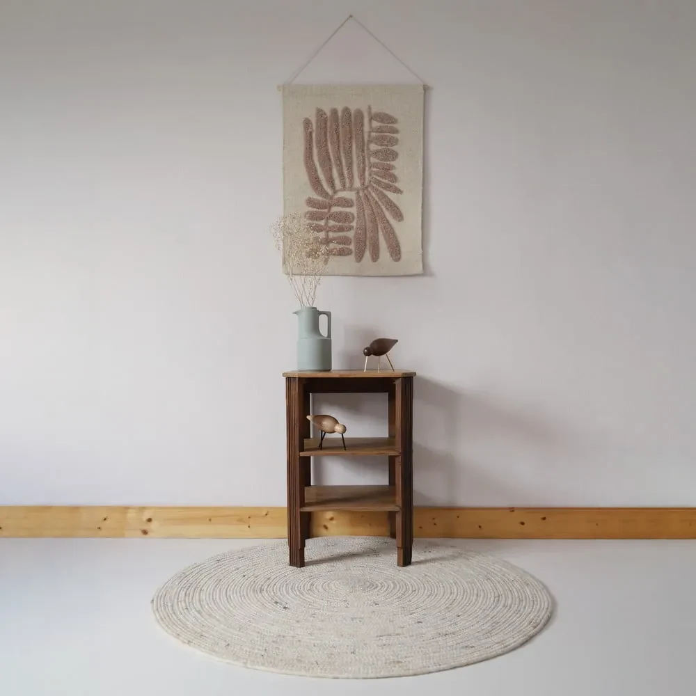 Covor crem reversibil, țesut manual, rotund din amestesc de lână ø 160 cm Neethu Avoine L – Nattiot