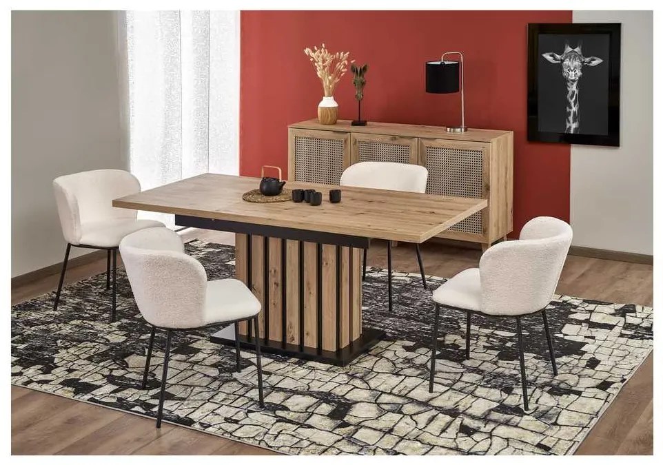 Masă de bucătărie Lamello 160 cm, stejar artisan / negru