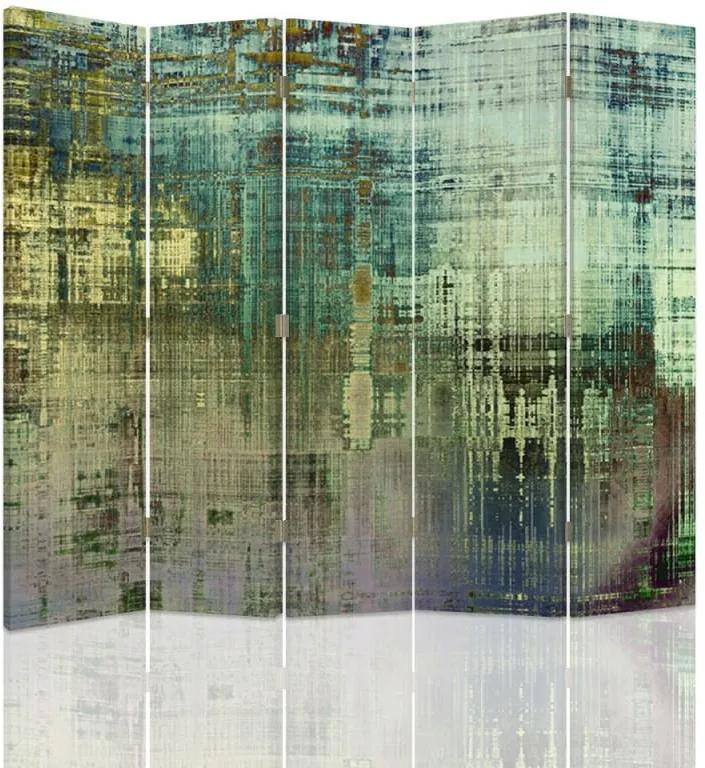CARO Paravan - Abstract - Green Fantasy | cinci păr?i | reversibil 180x150 cm