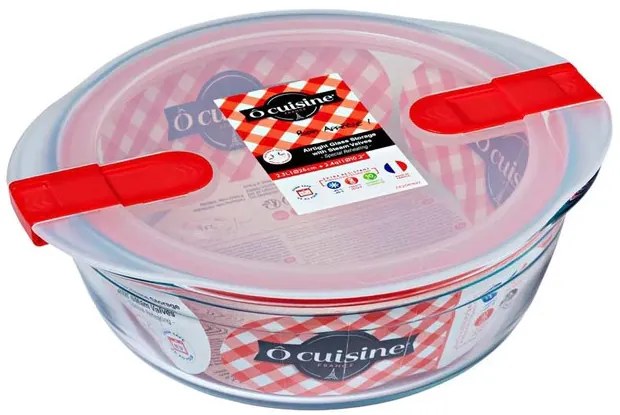 Vas termorezistent cu capac din plastic 23cm, 2.3L, Ocuisine