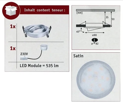 Paulmann 93983 - LED/6,8W IP23 Plafonieră încastrată pentru baie COIN 230V
