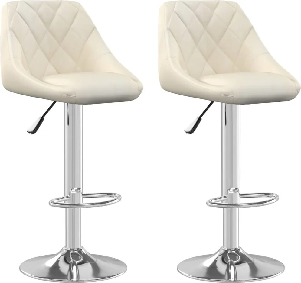 vidaXL Scaune de bar, 2 buc., crem, catifea