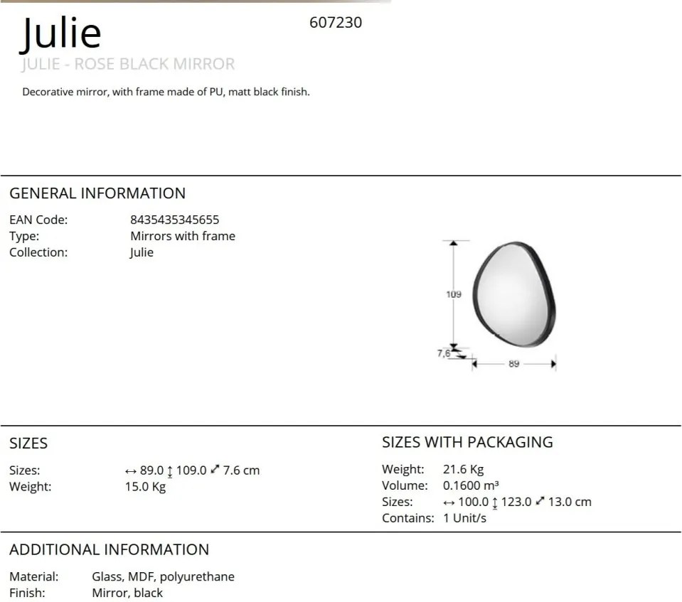 Oglinda decorativa moderna Julie negru