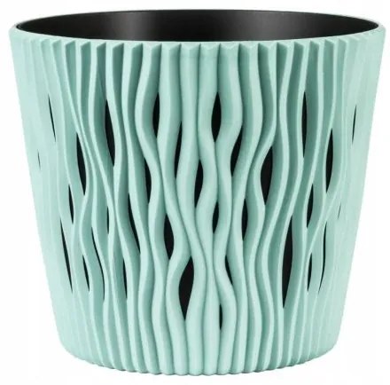 Ghiveci decorativ de flori, rotund, verde, 15.8x13.8 cm, Sandy Round