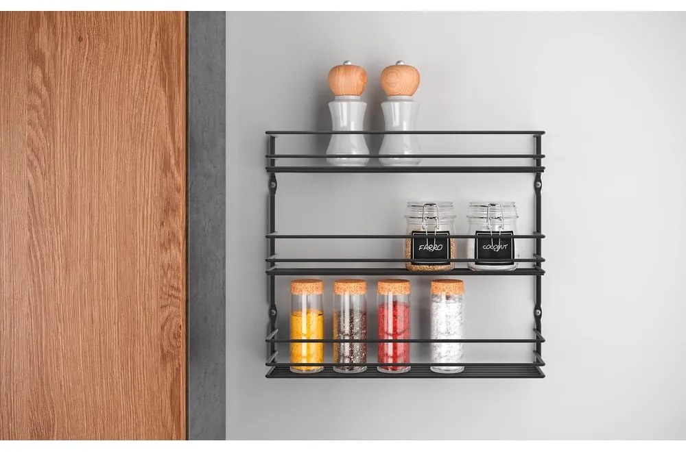 Organizator pentru mirodenii, de montat pe perete, din oțel inoxidabil Pepito – Metaltex