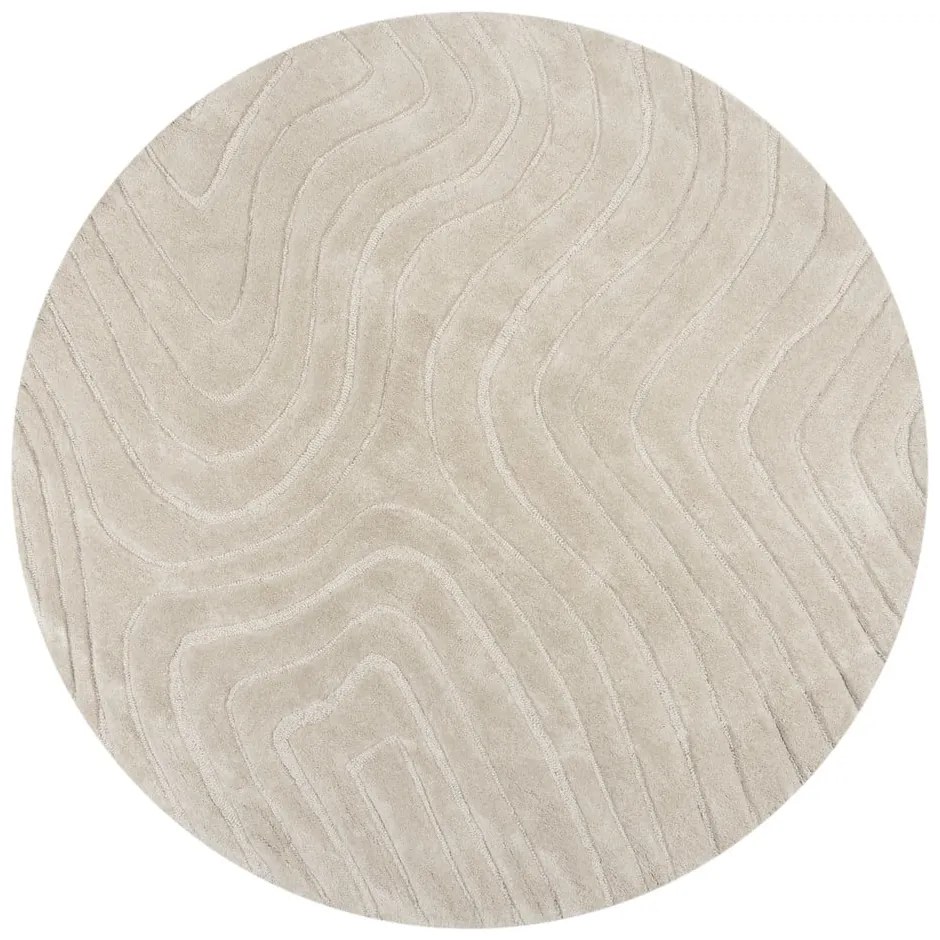 Covor crem țesut manual rotund din lână ø 160 cm Mesmerise Natural – Flair Rugs