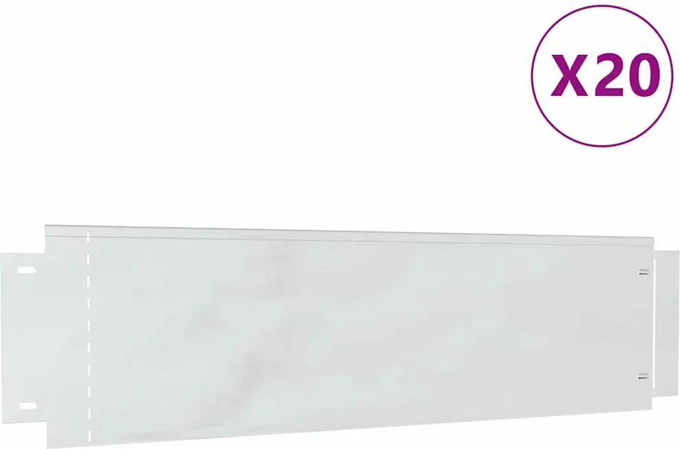 vidaXL Borduri pentru gazon 20 pcs Argintiu 100 x 25 x 0,07 cm