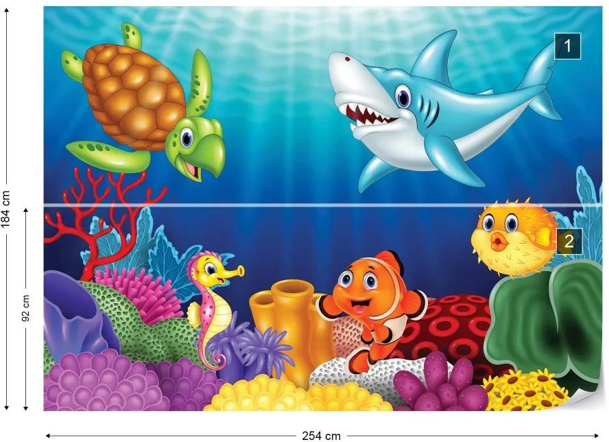 Fototapet GLIX - Cartoon Sea Creatures + adeziv GRATUIT Tapet nețesute - 254x184 cm