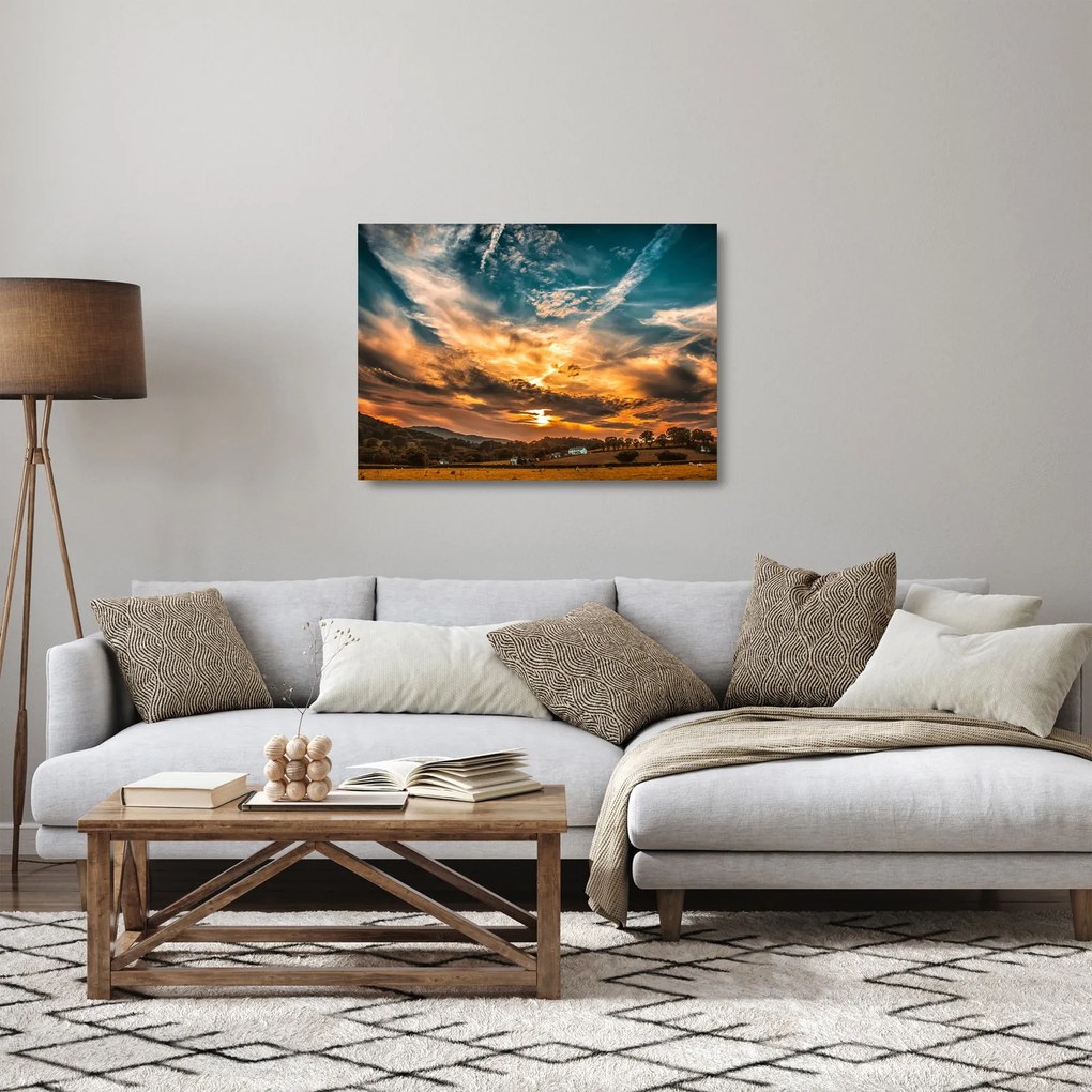 Tablou pe sticlă cu nori (70x50 cm)