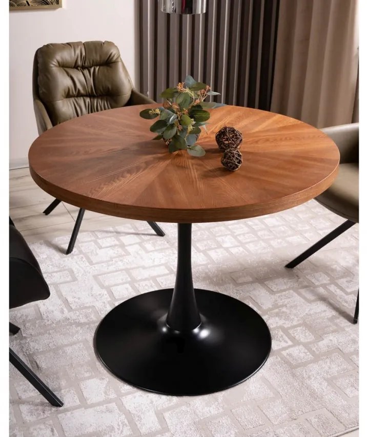 Masa rotunda Amadeo nuc/negru mat - d100 x h76 cm