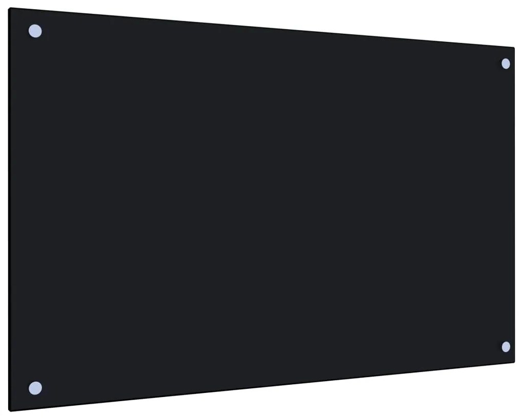 vidaXL Panou antistropi de bucătărie, negru 80x50 cm sticlă securizată