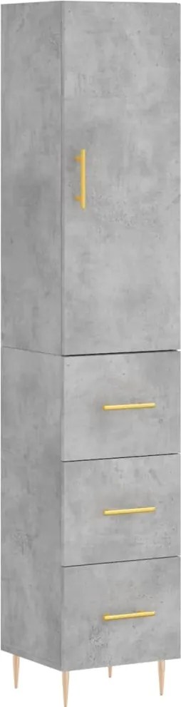 vidaXL Dulap înalt, gri beton, 34,5x34x180 cm, lemn prelucrat
