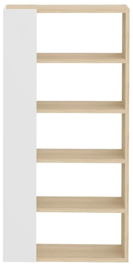 Bibliotecă albă cu blat cu aspect de lemn de stejar 90x188 cm Ella TemaHome