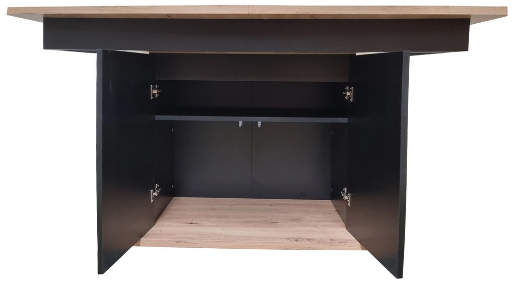 Masă de sufragerie Schultz (Stejar artisan + negru) (pentru 4-8 persoane). 1082838