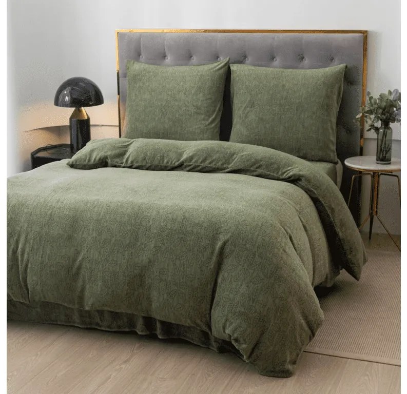 Lenjerie de pat microplus GRENA verde Dimensiune lenjerie de pat: 2 buc 70 x 90 cm | 200 x 220 cm