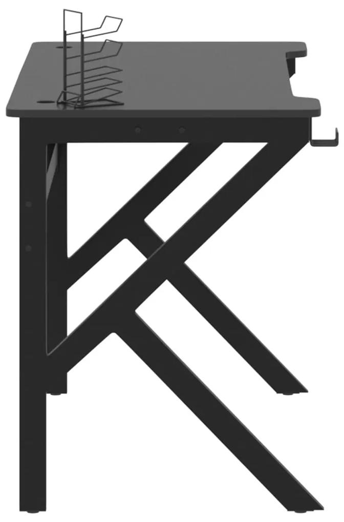 Birou de gaming cu picioare forma K, negru, 110x60x75 cm Negru, 110 x 60 x 75 cm