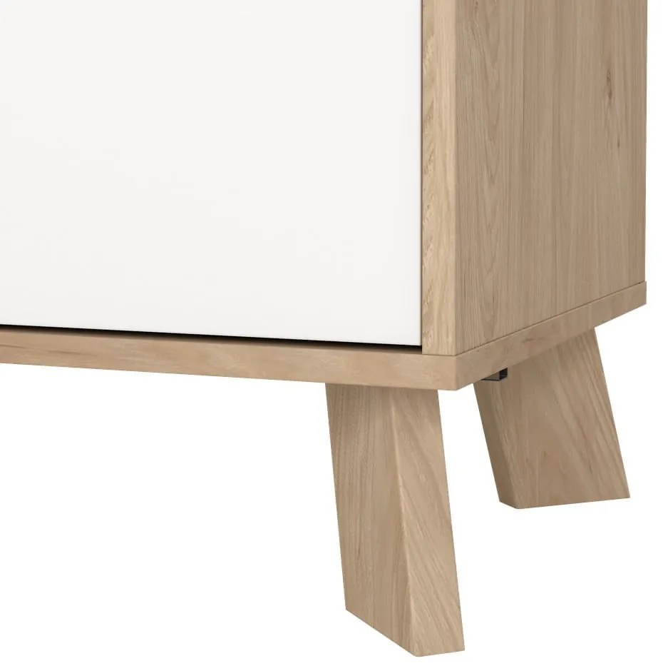 Comodă albă-în culoare naturală cu aspect de lemn de stejar 99x73x39 cm Ikast – Tvilum
