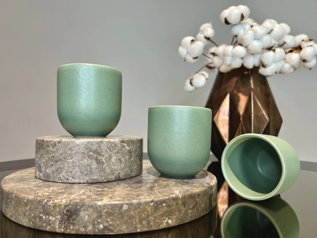 Pahar Cafea Novum (Verde Menta Pudrat-Mat, 150ml) Gresie Glazurata Manual