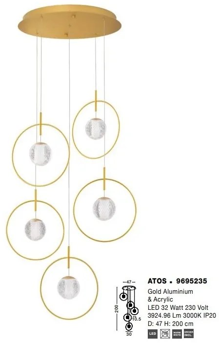 Lustra cu 5 pendule LED design modern ATOS