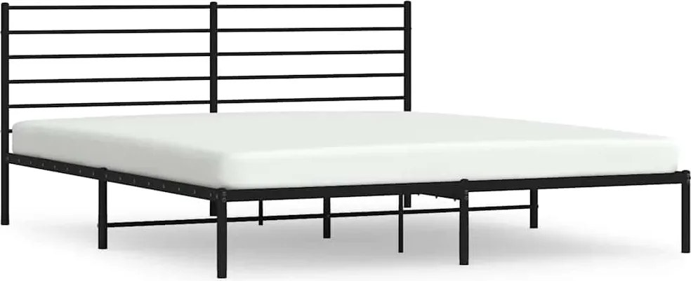 vidaXL Cadru de pat metalic cu tăblie, negru, 200x200 cm