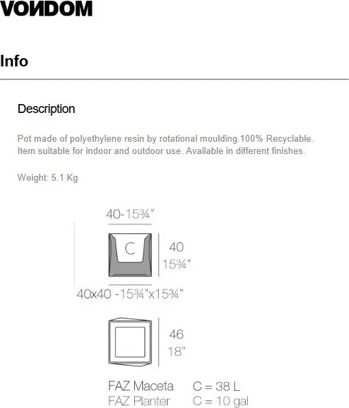 Ghiveci / Jardiniera plante design decorativ modern Faz CUBO PLANTER I
