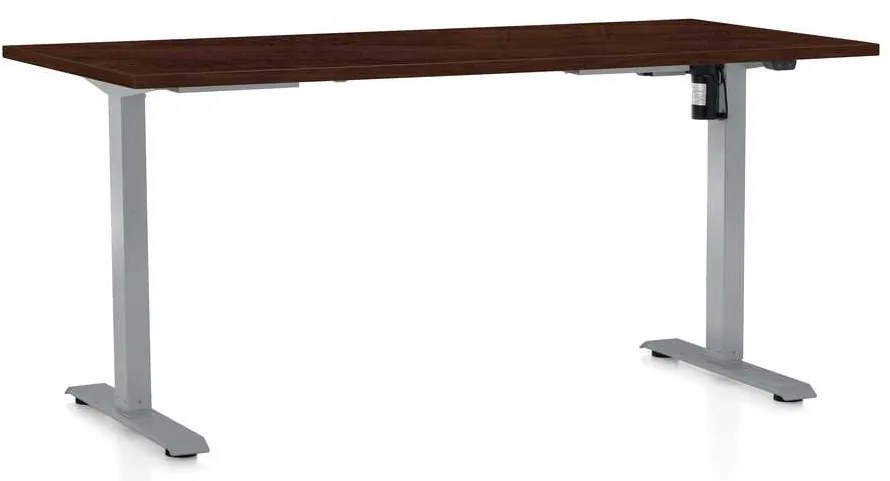 Masă înălțime reglabilă OfficeTech A, 160 x 80 cm, picioare gri, wenge