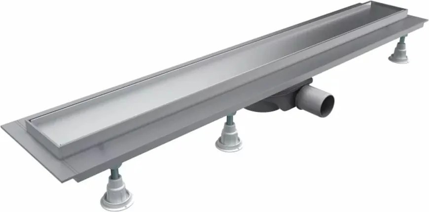 Set rigola pentru dus cu capac faiantabil Omnires Lowfix 80 cm argintiu