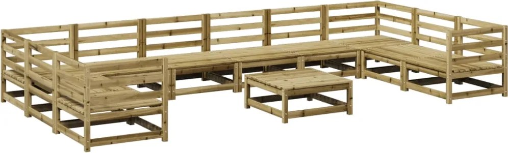 vidaXL Set canapea de grădină, 11 piese, lemn de pin tratat