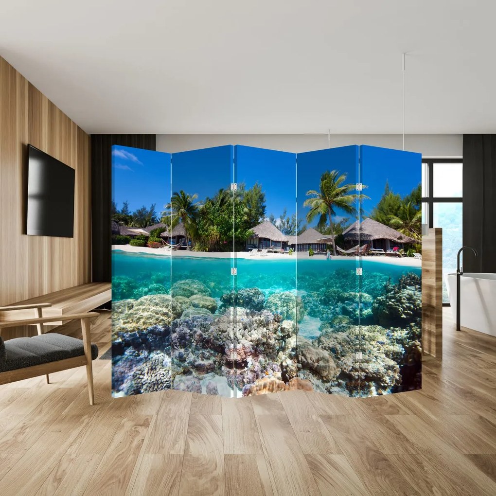 Paravan - Plaja pe insulă tropicală (210x170 cm)