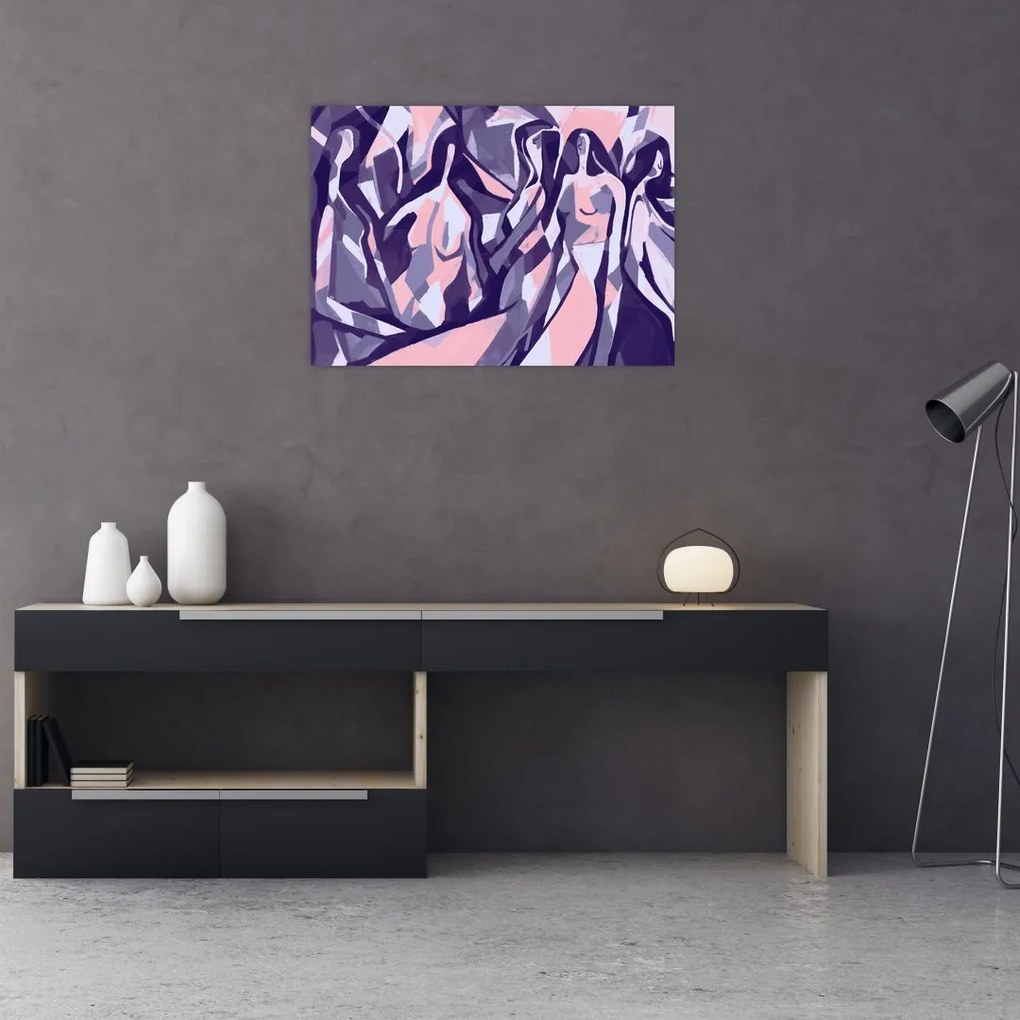 Tablou pe sticlă - Abstract, femei (70x50 cm)
