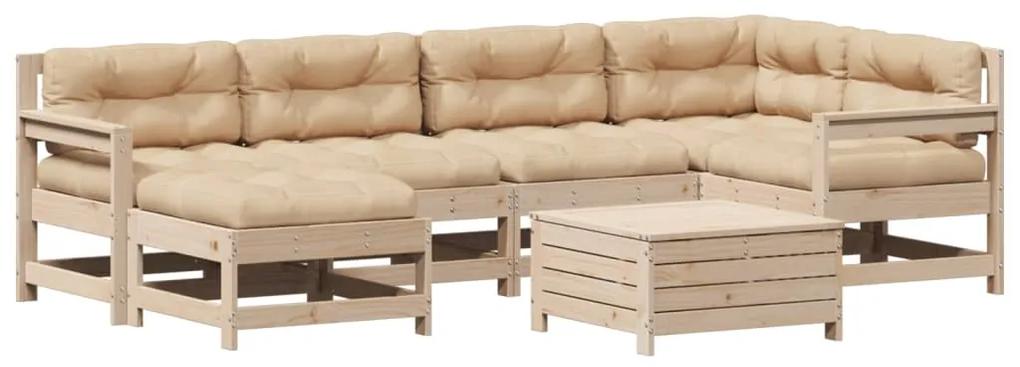 3250936 vidaXL Set mobilier de grădină cu perne, 7 piese, lemn masiv de pin
