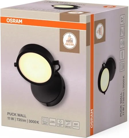 Osram - Aplica de perete LED DECOR PUCK, 11 W, 230 V, negru
