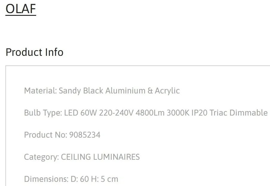 Plafoniera LED dimabila design circular OLAF neagra 60cm
