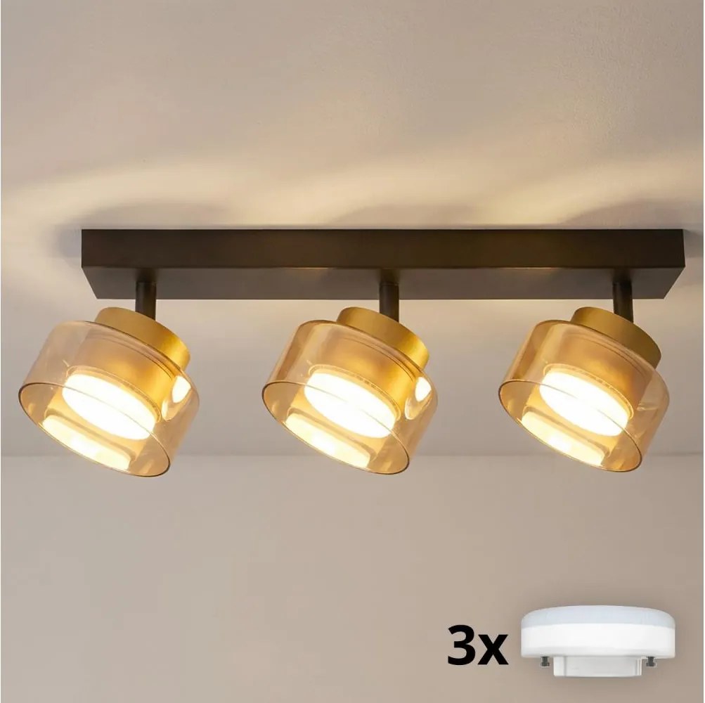 Brilagi - LED RGB Spot reglabil AURA LUX 3xGX53/14W/230V Wi-Fi Tuya negru/auriu