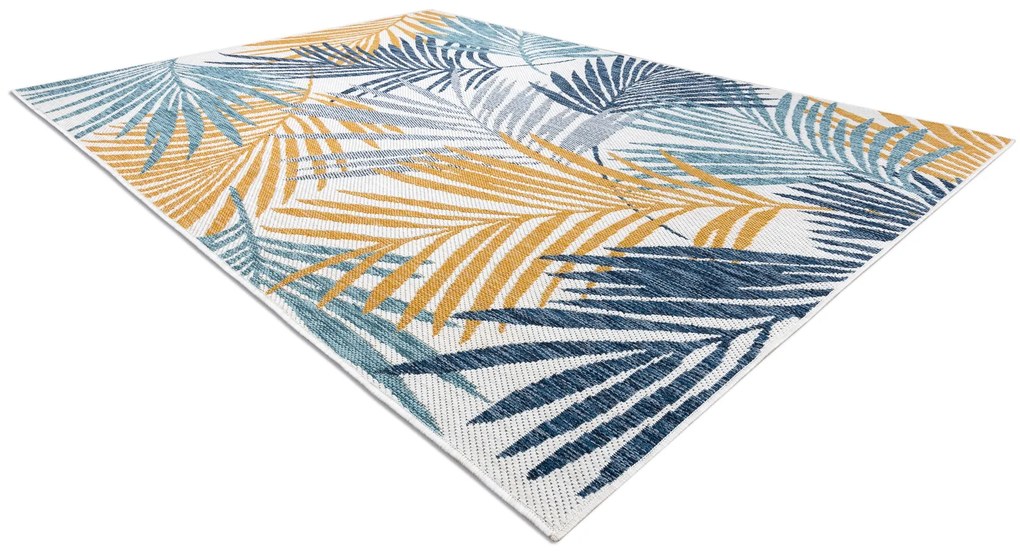 Covor SISAL COOPER frunze de palmier, tropical 22258 ecru / albastru inchis