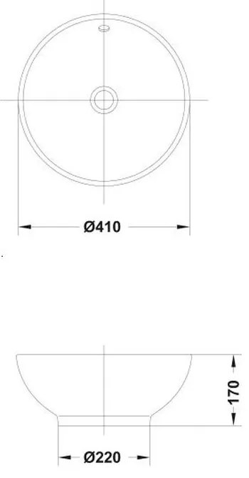 Lavoar pe blat alb lucios 41 cm, rotund, Gala Bowl Alb lucios