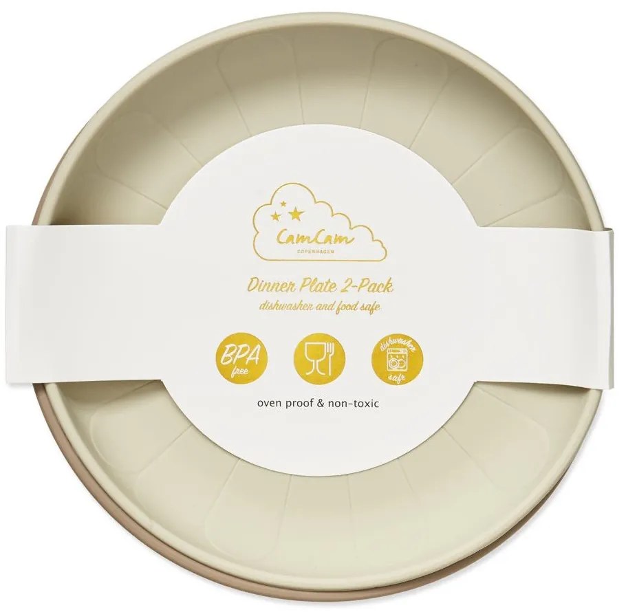 Farfurii pentru copii, bej 2 buc. din silicon ø 18,5 cm Earth – Cam Cam Copenhagen