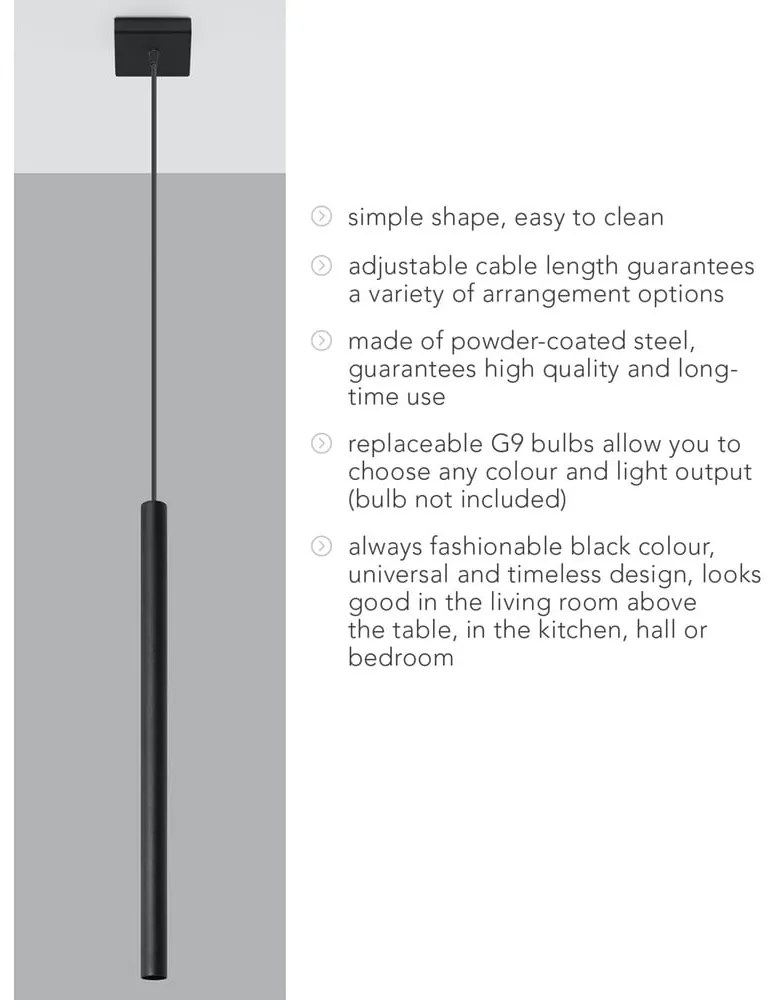 Lustră Sollux Fideus Single, negru