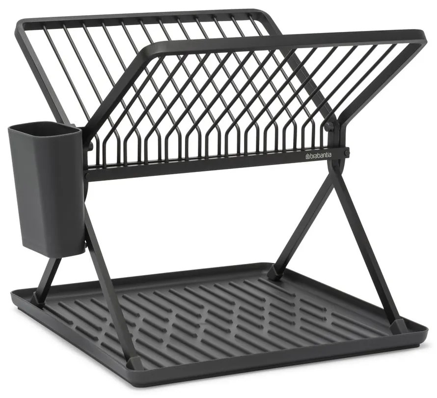 Scurgător de vase gri închis cu două nivele din metal 37x33 cm – Brabantia