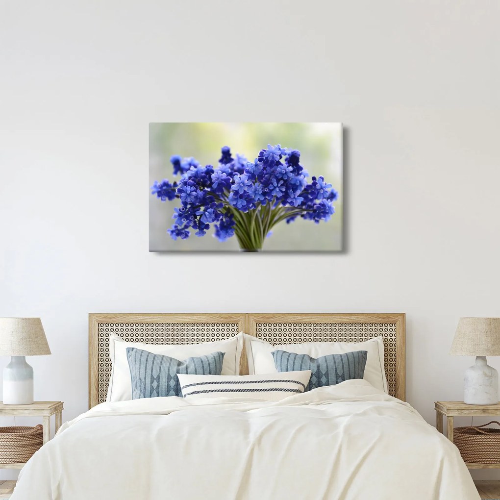 Tablou buchet cu flori albastre (90x60 cm)