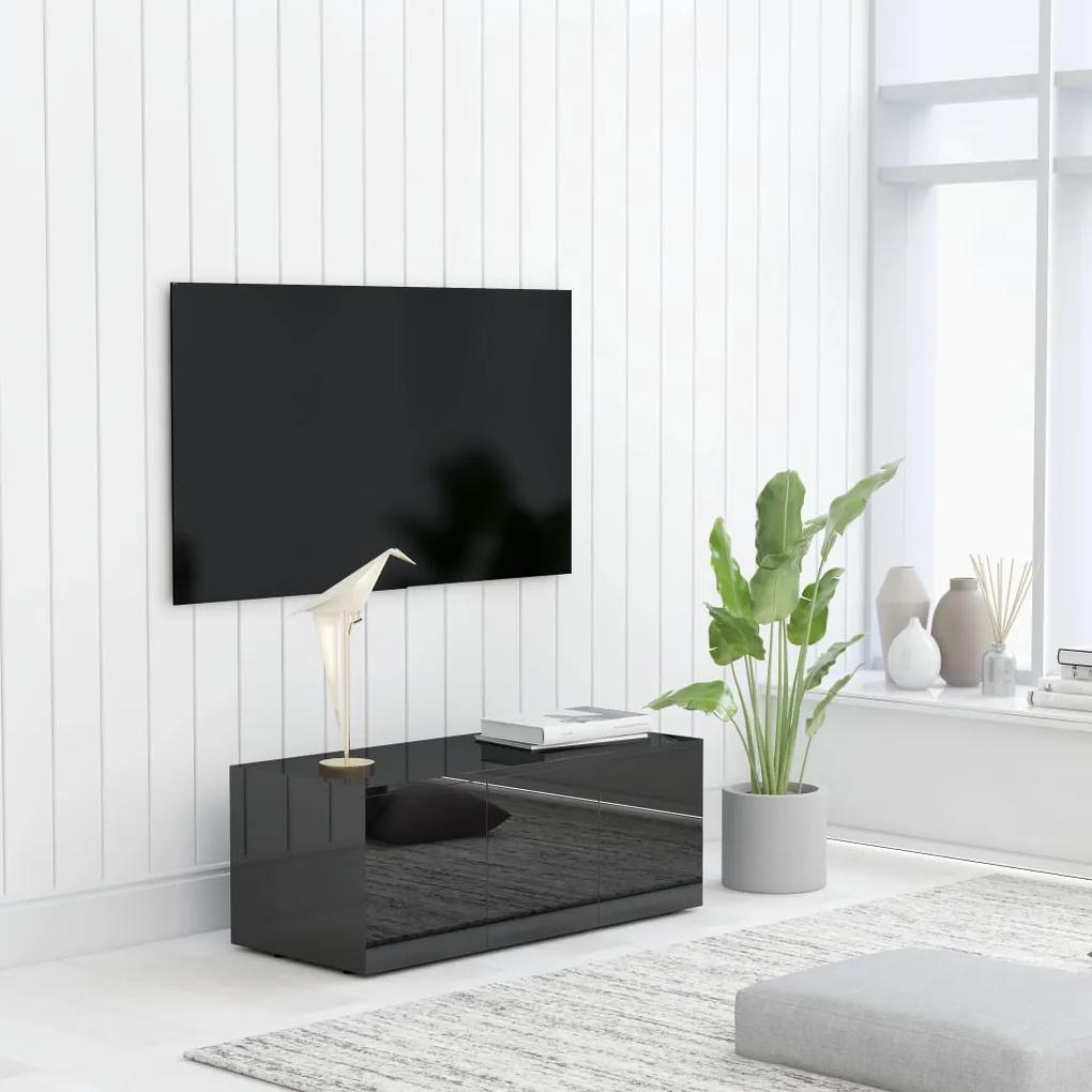 801866 vidaXL Comodă TV, negru extralucios, 80 x 34 x 30 cm, PAL