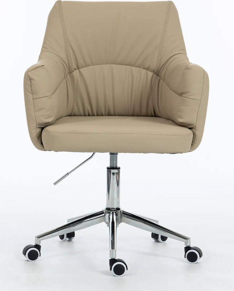 HR840K Scaun Crem Piele Ecologica Premium Soft cu Bază Cromata