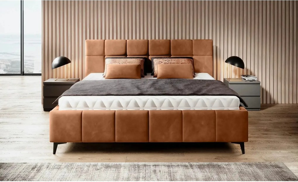 Pat NAOMI SR 160x200, personalizabil, somiera metalica si sistem de re
