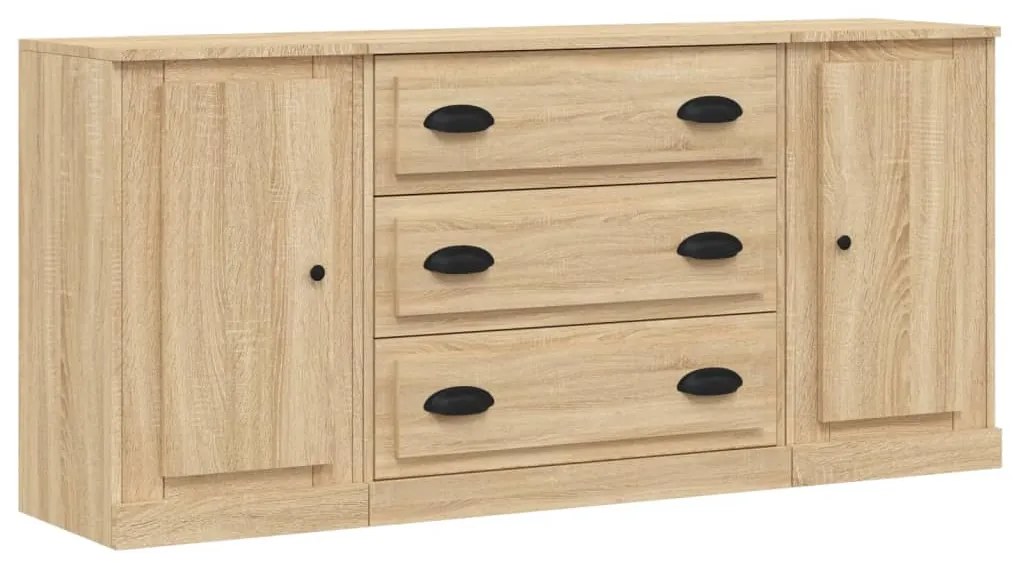 3185250 vidaXL Servante, 3 piese, stejar sonoma, lemn prelucrat